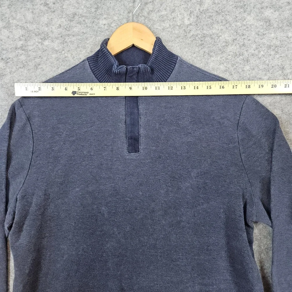 Banana Republic Men's 1/4‎ Quarter Zip Sweater Size M Blue 100% Cotton Preppy